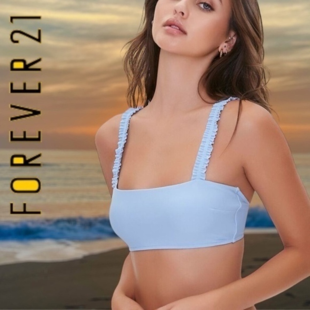 FOREVER 21 Ruched-Strap Bralette Style Bikini Top NWT/Size: MD